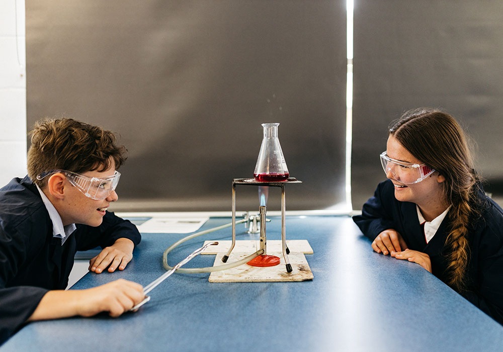 secondary students in science lab